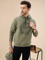 Men's Trendy Chest Typography Print Hoodie Full Sleeve Fleece Sweatshirt