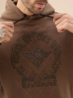 Men's Trendy Chest Typography Print Hoodie Full Sleeve Fleece Sweatshirt