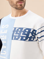 Men's Colorblock Typography Print Full Sleeve Round Neck Fleece Sweatshirt