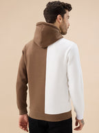 Mens Solid Textured Knit Full Sleeve Round Neck Fleece Sweatshirt with Chest Pocket