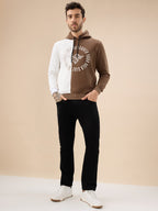 Mens Solid Textured Knit Full Sleeve Round Neck Fleece Sweatshirt with Chest Pocket