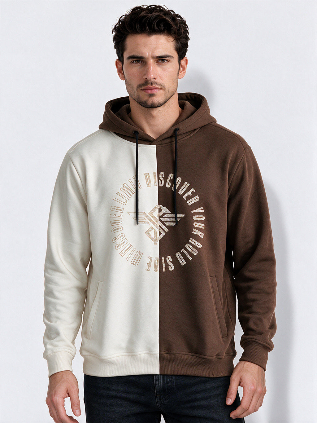 Men’s Cotton Blend Full Sleeves Printed Hooded Sweatshirt