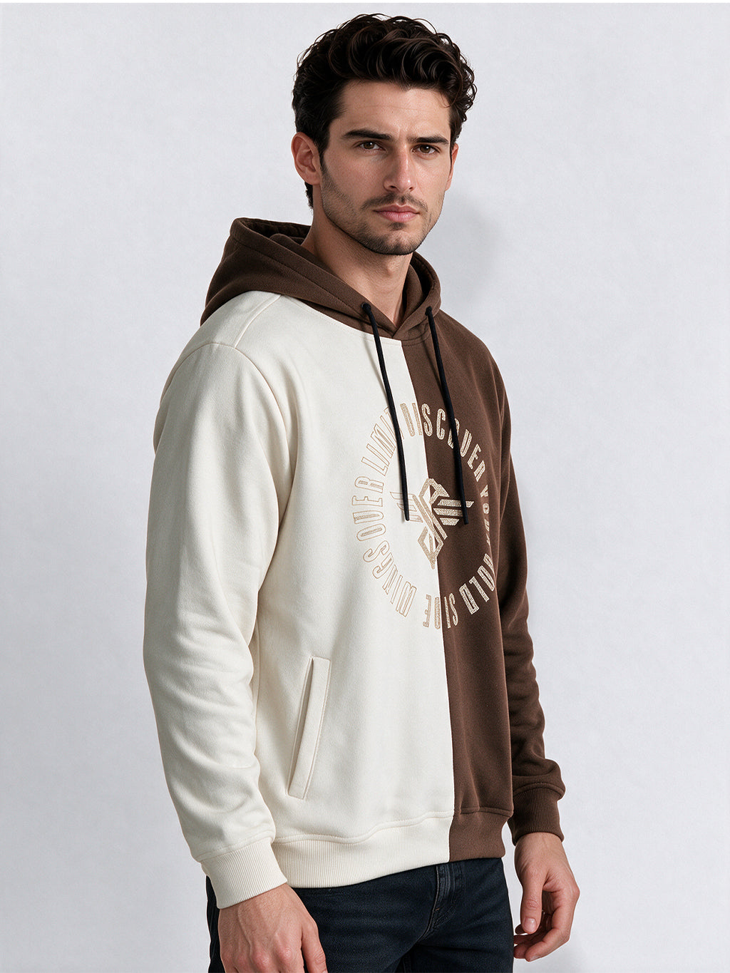 Men’s Cotton Blend Full Sleeves Printed Hooded Sweatshirt