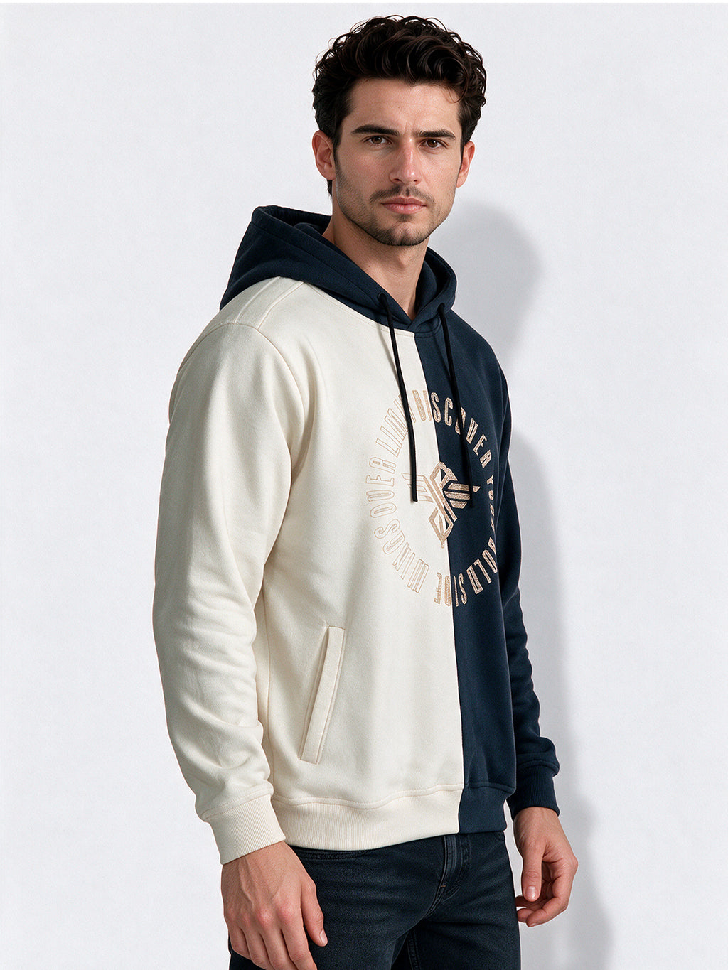 Men’s Cotton Blend Full Sleeves Printed Hooded Sweatshirt