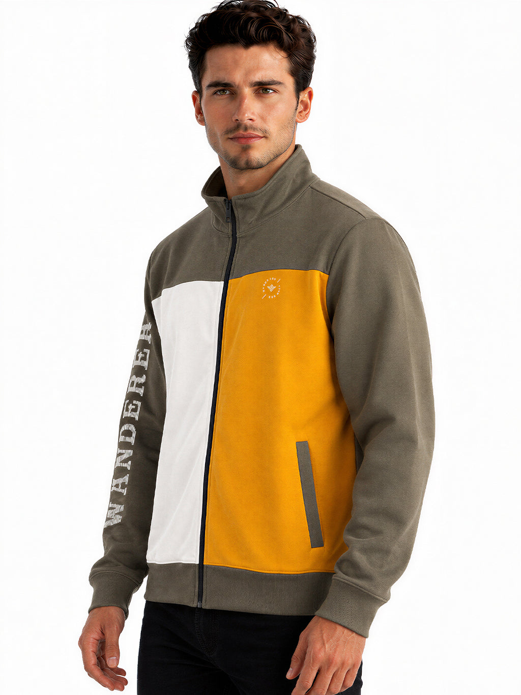 Men's Colourblocked Typography Fleece Sweatshirt