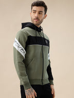 Men's Mix & Match Full Sleeves Hooded Fleece Sweatshirt with Zipper Closure