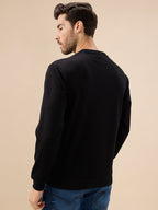 Mens Typography Print Full Sleeve Round Neck Fleece Sweatshirt