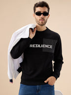 Mens Typography Print Full Sleeve Round Neck Fleece Sweatshirt