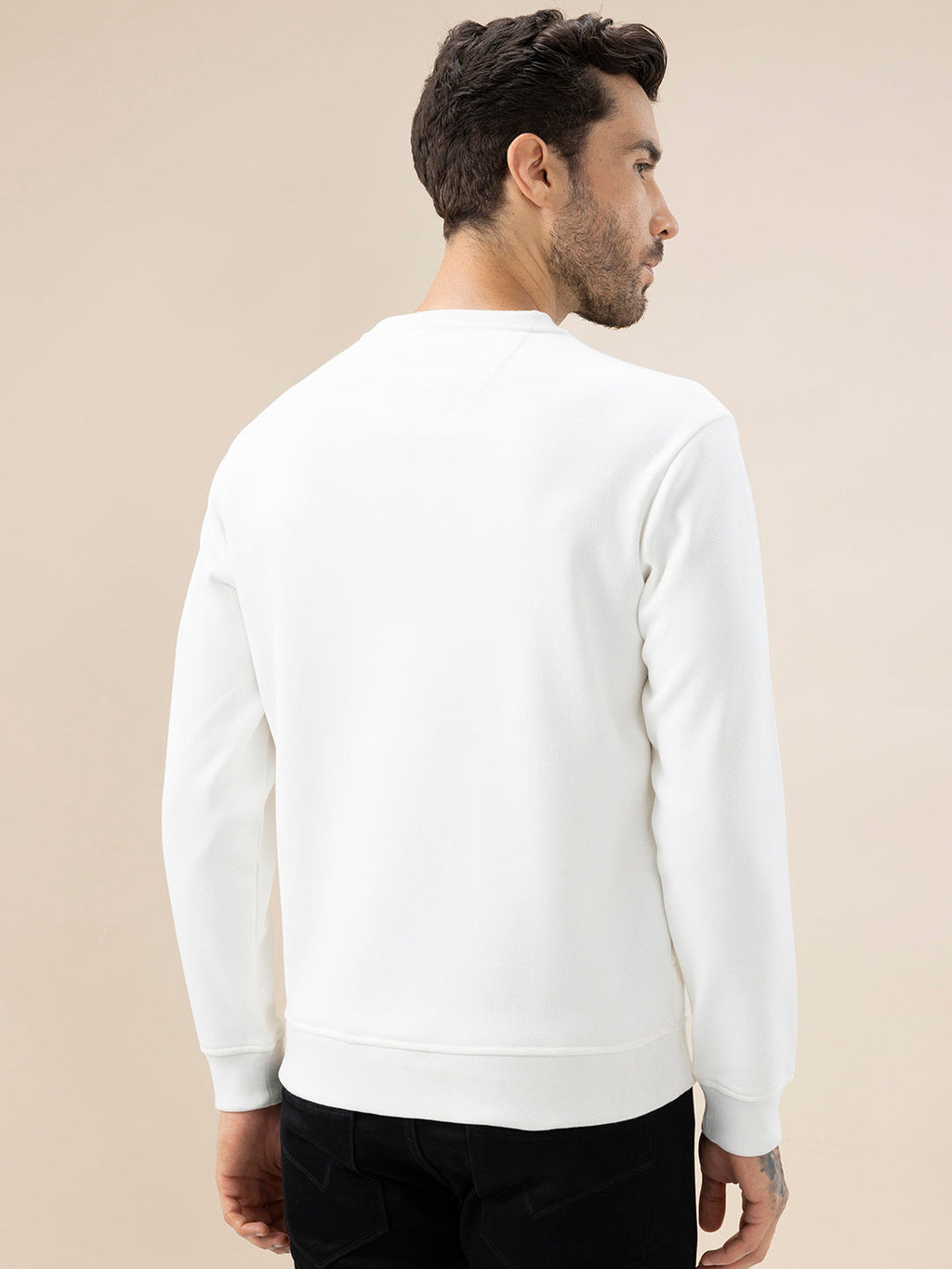 Mens Typography Print Full Sleeve Round Neck Fleece Sweatshirt