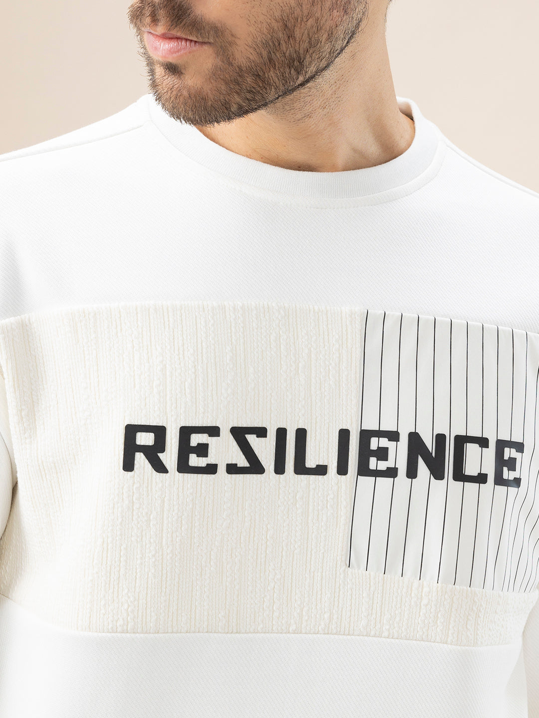 Mens Typography Print Full Sleeve Round Neck Fleece Sweatshirt