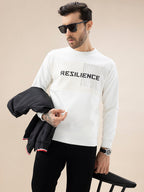 Mens Typography Print Full Sleeve Round Neck Fleece Sweatshirt
