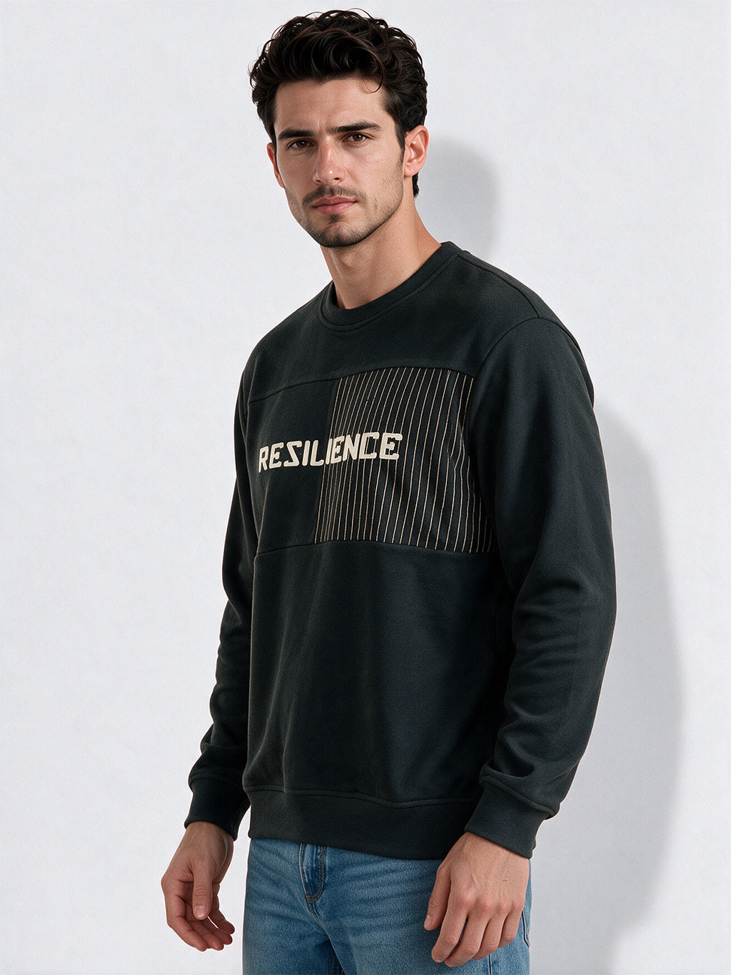 Men’s Cotton Blend Solid Round Neck Regular Fit Sweatshirt