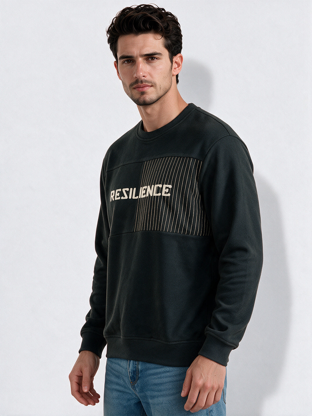 Men’s Cotton Blend Solid Round Neck Regular Fit Sweatshirt