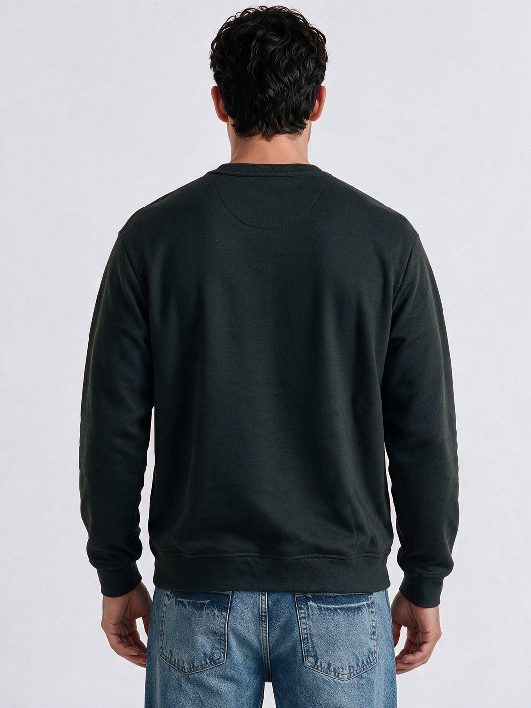 Men’s Cotton Blend Solid Round Neck Regular Fit Sweatshirt