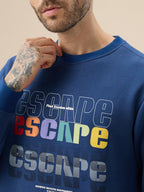 Mens Front Typography Print Full Sleeves Round Neck Fleece Sweatshirt