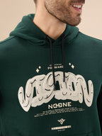 Men's Chest Typography Print Full Sleeve Hooded Fleece Sweatshirt