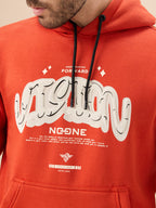 Men's Chest Typography Print Full Sleeve Hooded Fleece Sweatshirt