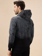 Men's Chest Embossed Print Full Sleeve Hooded Fleece Sweatshirt