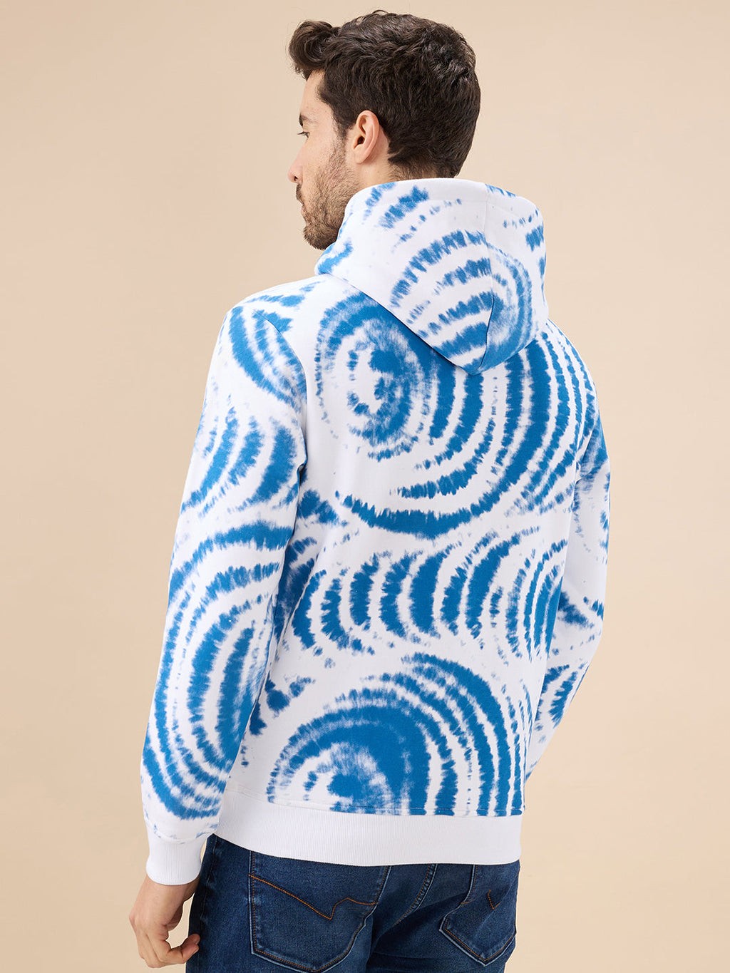 Men's Tie-Dye Print Hooded Fleece Sweatshirt with Kangaroo Pocket