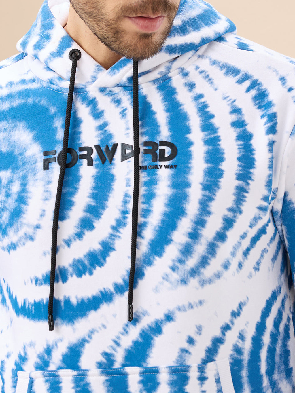 Men's Tie-Dye Print Hooded Fleece Sweatshirt with Kangaroo Pocket