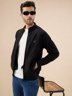 Men's Solid Zip-Front Fleece Sweatshirt with Mock Collar
