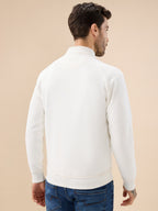 Men's Solid Zip-Front Fleece Sweatshirt with Mock Collar