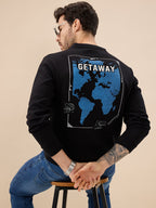 Men's Chest & Back Graphic Print Full Sleeve Round Neck Fleece Sweatshirt