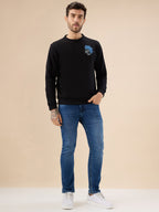 Men's Chest & Back Graphic Print Full Sleeve Round Neck Fleece Sweatshirt