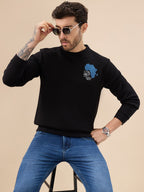 Men's Chest & Back Graphic Print Full Sleeve Round Neck Fleece Sweatshirt