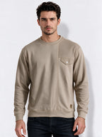 Men’s Cotton Blend Solid Round Neck Regular Fit Sweatshirt