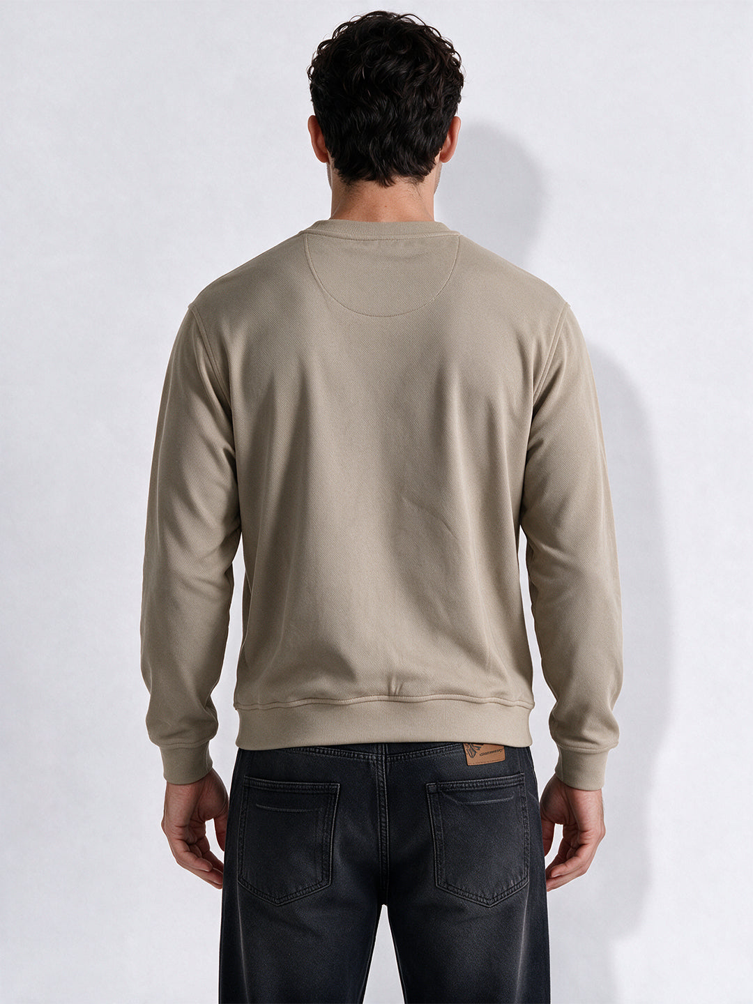 Men’s Cotton Blend Solid Round Neck Regular Fit Sweatshirt