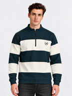 Teal Stripe Half-Zip Sweatshirt