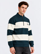Teal Stripe Half-Zip Sweatshirt