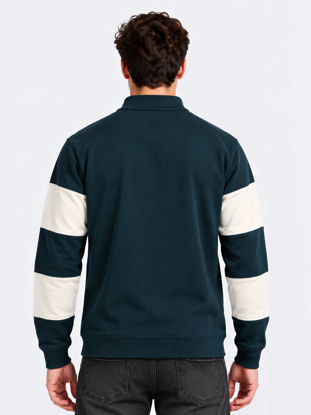 Teal Stripe Half-Zip Sweatshirt