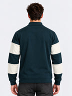 Teal Stripe Half-Zip Sweatshirt