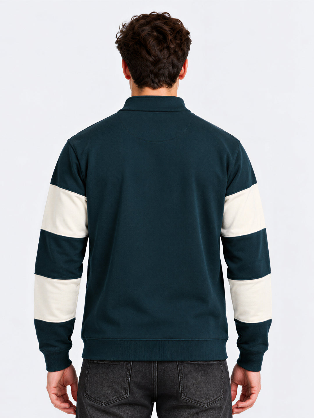 Teal Stripe Half-Zip Sweatshirt