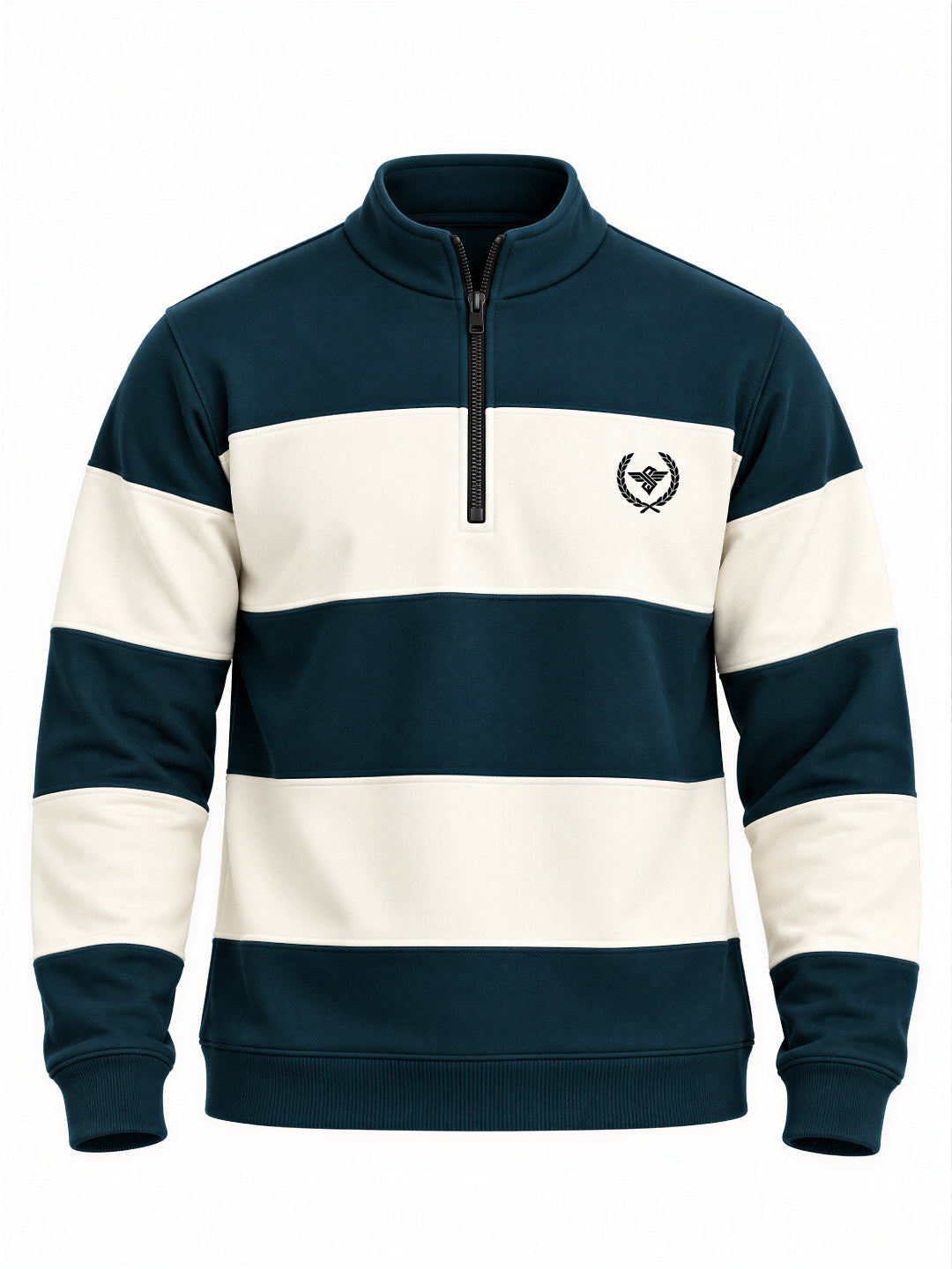 Teal Stripe Half-Zip Sweatshirt