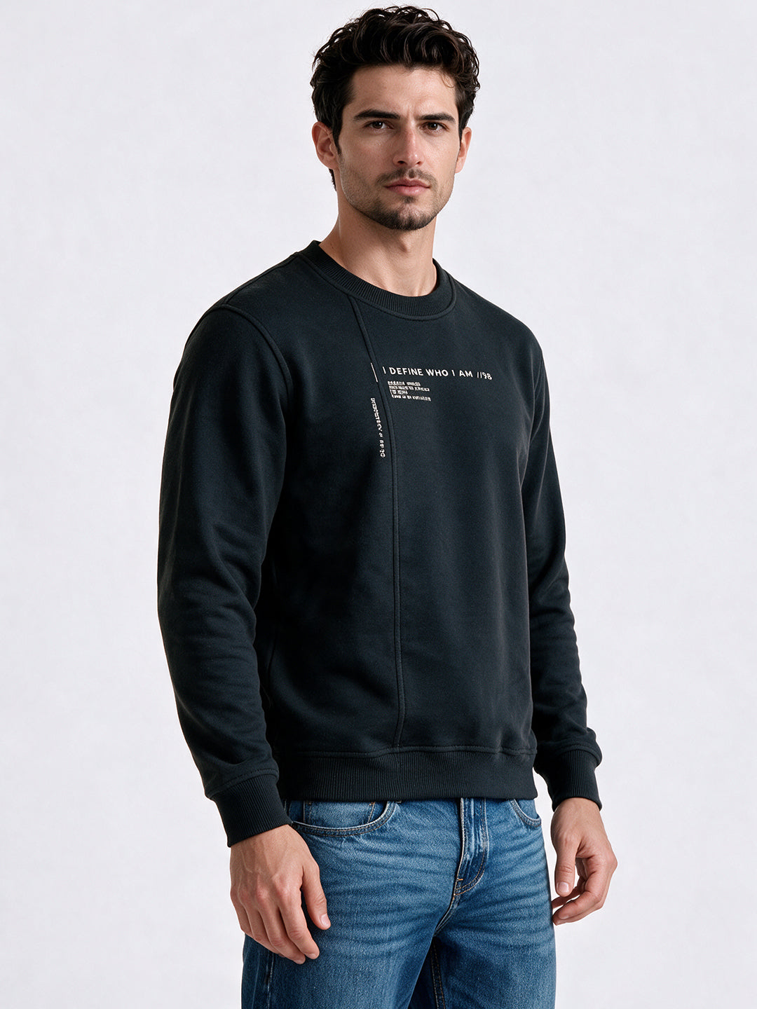 Men's Blended Round Neck Regular Fit Sweatshirt