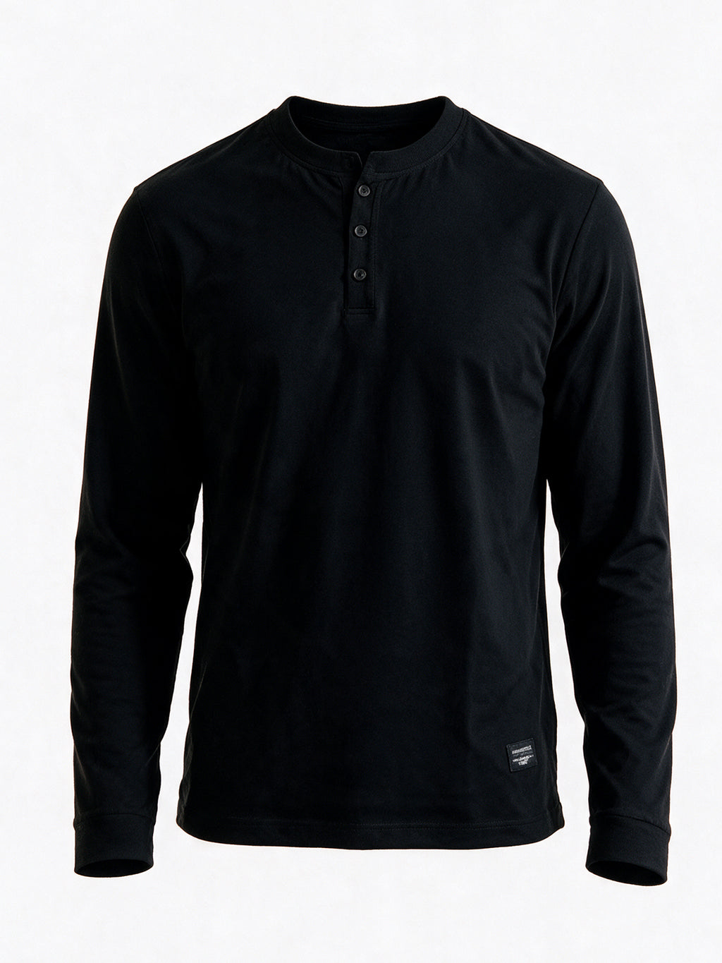 Black Long Sleeve Henley T-Shirt