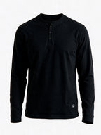 Black Long Sleeve Henley T-Shirt