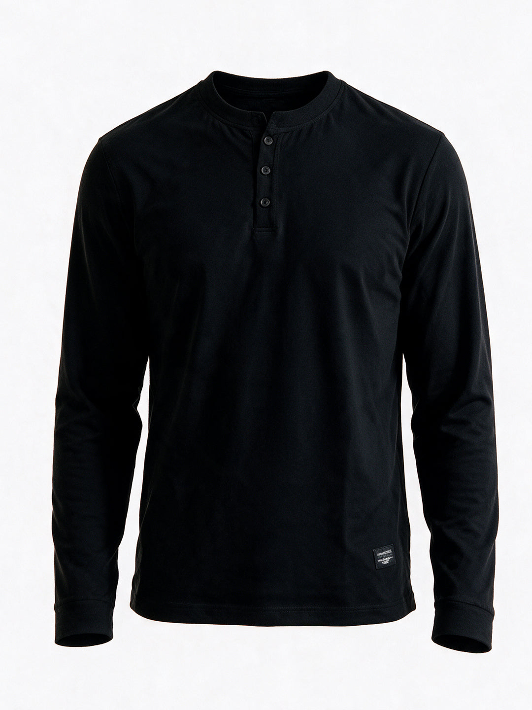 Black Long Sleeve Henley T-Shirt