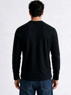 Black Long Sleeve Henley T-Shirt