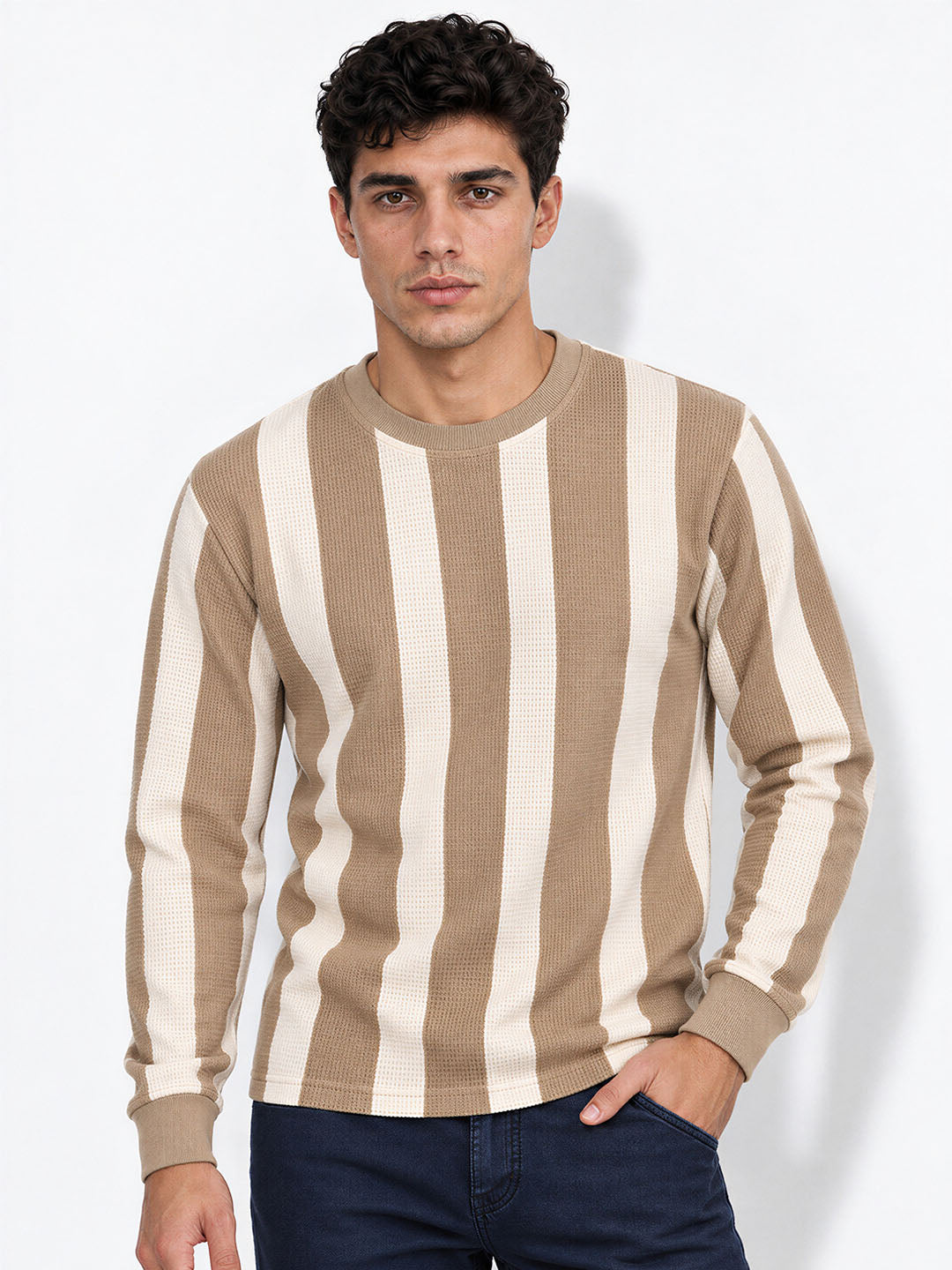 Striped Round Neck Regular Fit Tshirt