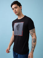 Mens Chest Animal Printed Round Neck Half Sleeves Tshirt