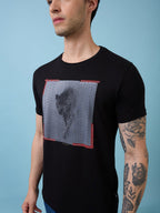 Mens Chest Animal Printed Round Neck Half Sleeves Tshirt