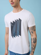 Mens Chest Graphic Printed Round Neck Half Sleeves Tshirt