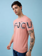 Mens Chest Typography Printed Round Neck Half Sleeves Tshirt