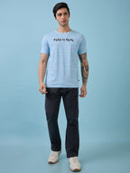 Mens Chest Typography Printed Round Neck Half Sleeves Tshirt