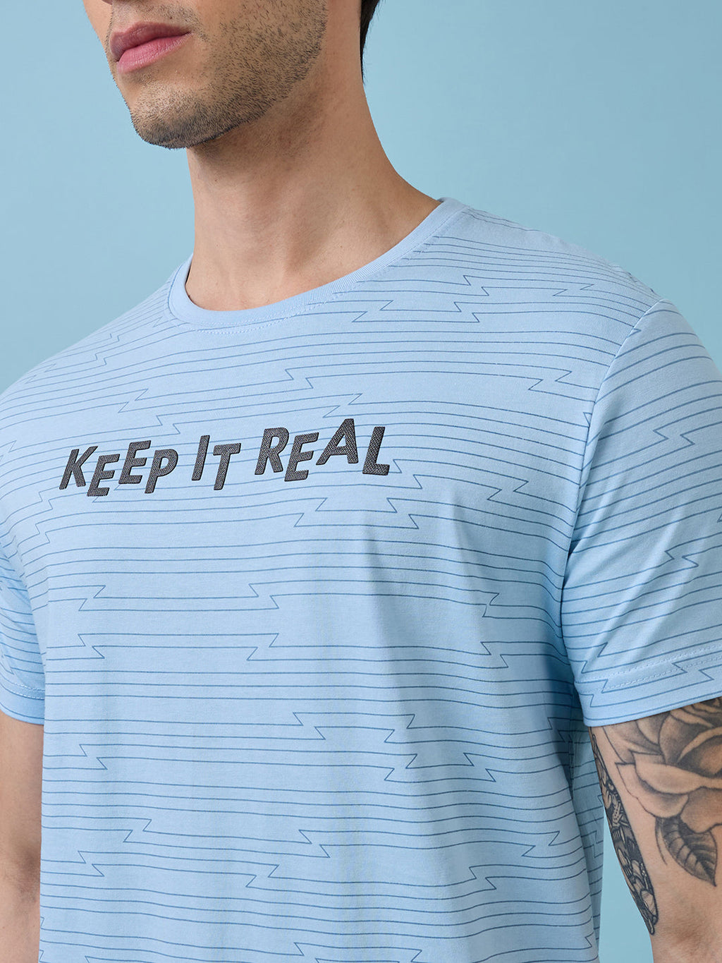Mens Chest Typography Printed Round Neck Half Sleeves Tshirt