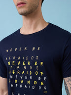 Mens Chest Typography Printed Round Neck Half Sleeves Tshirt